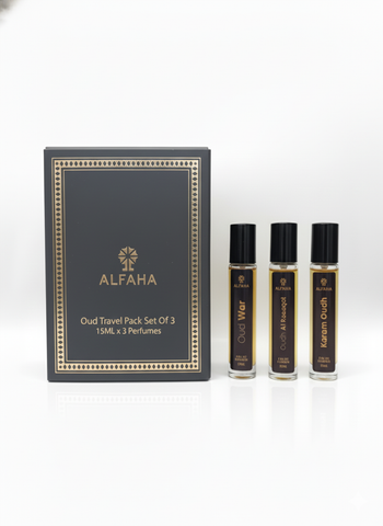 Oud Travel Pack Set Of 3 - Oud War, Oudh Al Rasaqat & Karam Oudh Eau De Parfum - 15ml Each