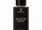 Blaze of Glory by ALFAHA – 50ml men’s perfume bottle, spicy woody Eau de Parfum on white background