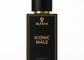 Iconic Male by ALFAHA – 50ml men’s perfume bottle, aromatic woody Eau de Parfum on white background